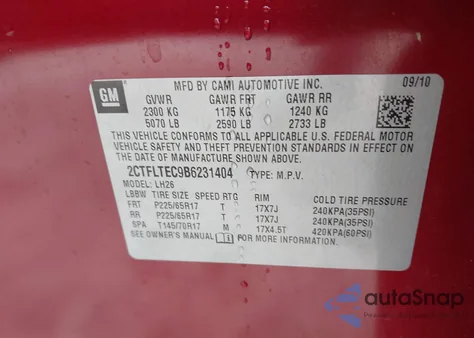 2011 GMC Terrain Sle-2 from USA, damaged, VIN 2CTFLTEC9B6231404